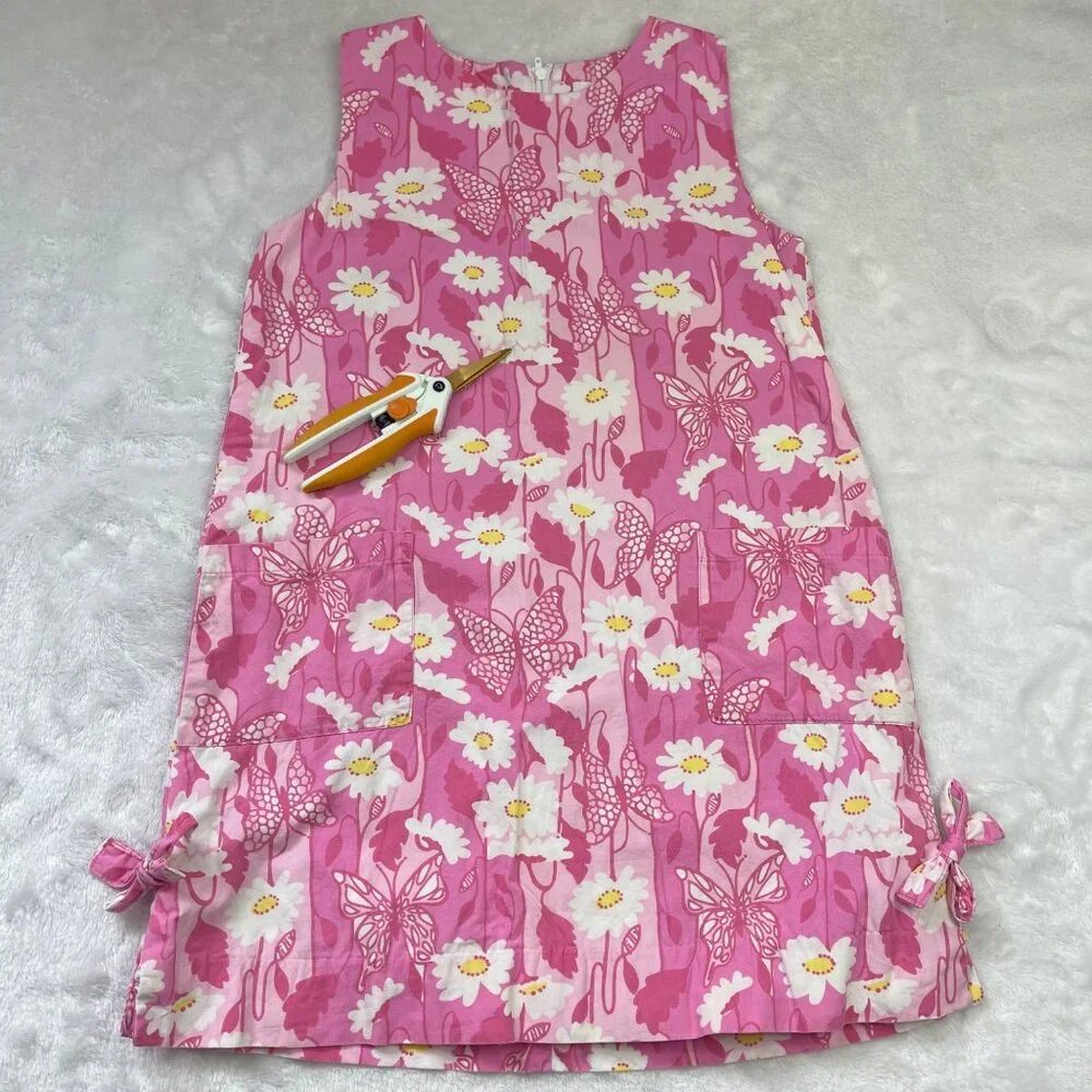 Vintage Lilly Pulitzer Classic Shift Dress‎ Girls Size 7 White Label 100% Cotton